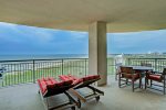 Beach balcony offers unobstructed views to the West, Pleasure Pier, sand, surf and city lights at night